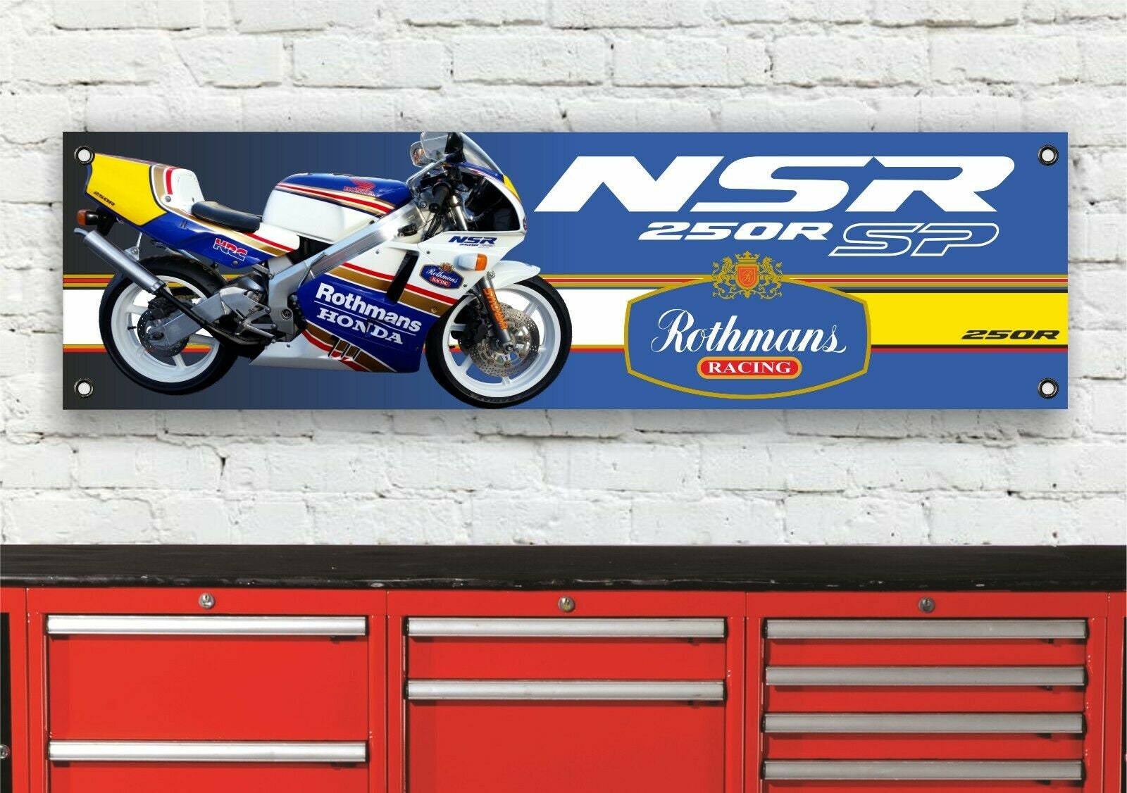 Br110b honda nsr250r nsr250 mc21 rothmans workshop banner sign