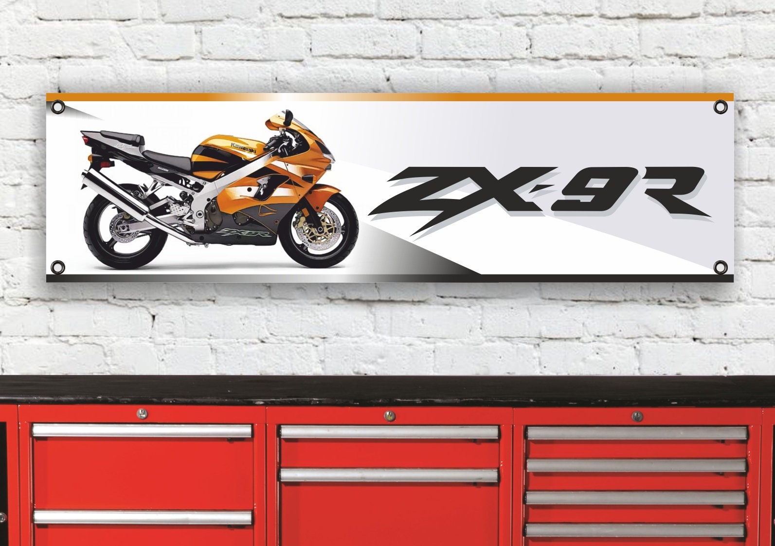 Br492b Kawasaki Zx-9r Orange Flexible Banner Workshop Sign - Etsy