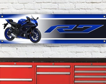 Br434b yamaha r7 blue inspired workshop banner sign