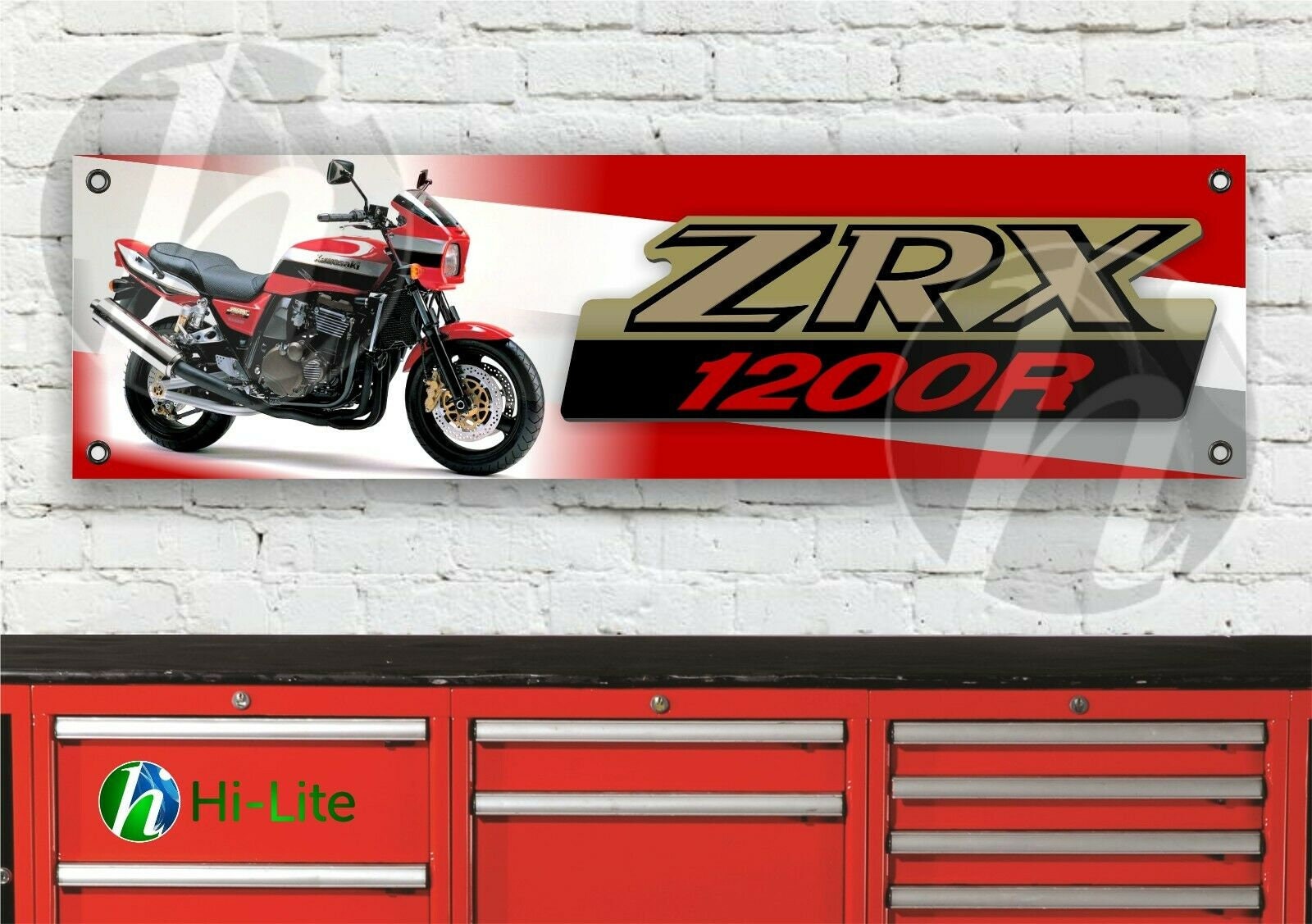 Br325b kawasaki zrx1200r red garage workshop banner sign