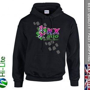 H125 kawasaki kx500 black hoodie vintage 2 stroke motocross