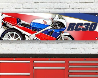 Br13c honda vfr750r rc30 inspired workshop banner sign great gift