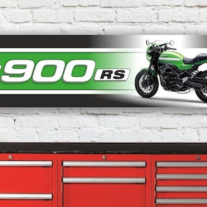 Br463b kawasaki z900rs vert inspiré de l’enseigne de bannière d’atelier