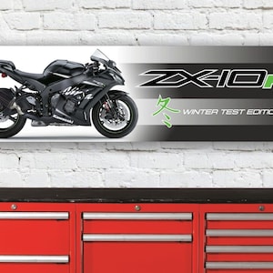 Br451b kawasaki zx10r wte 2016 inspiré garage atelier bannière enseigne essai hiver