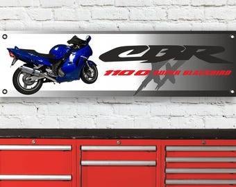 BR145B cbr1100 XX blackbird blue inspired flexible banner workshop garage sign