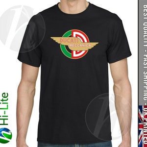 Ts54 ducati meccanica t-shirt stile vintage nera 750 600 ss monster s1 panigale