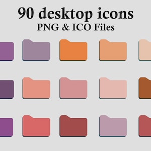 90 desktop icon set I Folder icons for Mac + Windows I  design icon for desktop wallpaper organizer