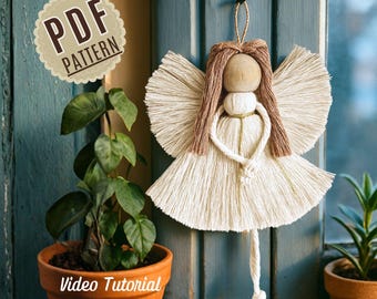 Macrame Pattern angel,doll-Written PDF,VİDEO-Knot Guide-DIY gift handmade-for beginner-Digital download to tutorial