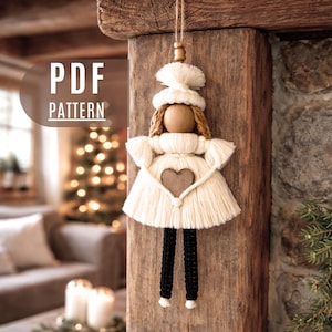 Macramépatroon engel, pop-geschreven pdf, VİDEO-knopgids-doe-het-zelfcadeau handgemaakt-voor beginners-digitale download naar tutorials