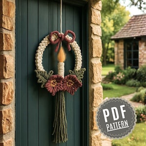 Makramee-Kerzenkranz-Muster - Weihnachtswandbehang DIY-Anleitung PDF