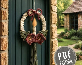 Makramee-Kerzenkranz-Muster - Weihnachtswandbehang DIY-Anleitung PDF