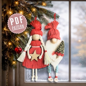 Schema per realizzare gnomi e bambole natalizie in macramè / Tutorial per decorazioni fai da te in PDF e VIDEO tutorial
