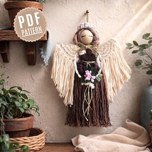 マクラメ編みの天使、人形 - PDF、ビデオ付き - 結び方ガイド - 手作りDIYギフト - 初心者向け - デジタルダウンロードチュートリアル