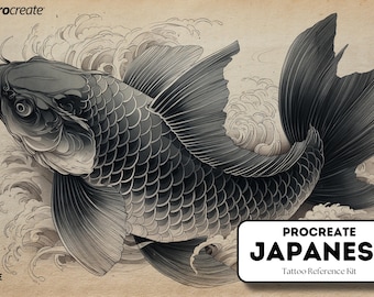 Procreate, japanese stencils & references for procreate, 200+ designs included