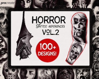 Procreate / horror vol.2 100+ references, dark art ~ xl creative set ~ high quality