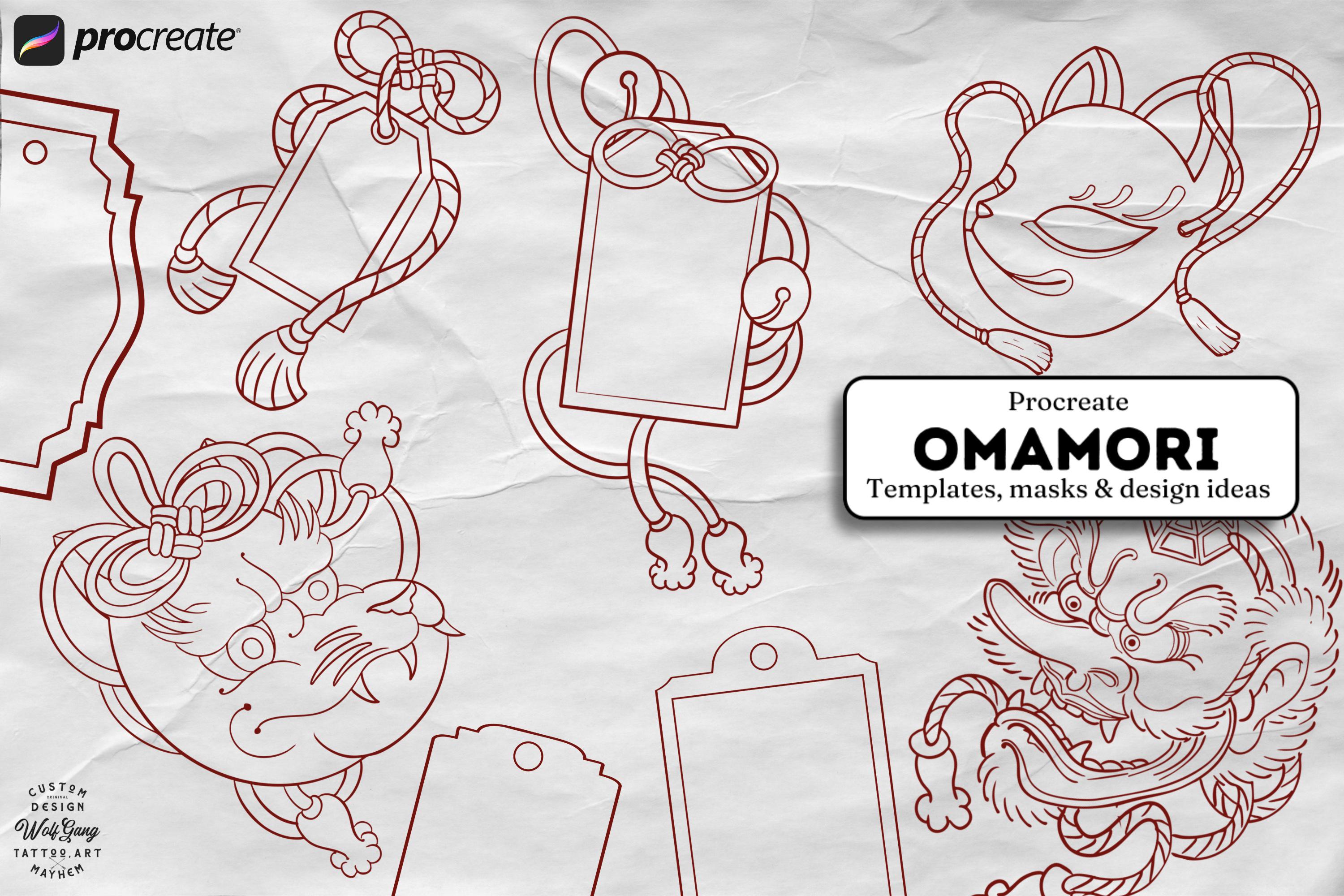 Procreate Omamori Kit: 60+ Japanese Tattoo Design Elements (digital ...