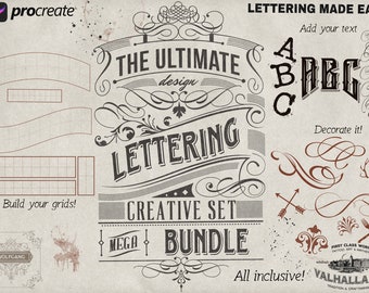 Procreate ~ The ultimate text design builder ~ grids, fonts & decoration