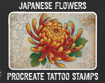 Procreate, japanese flowers, 30 custom designs