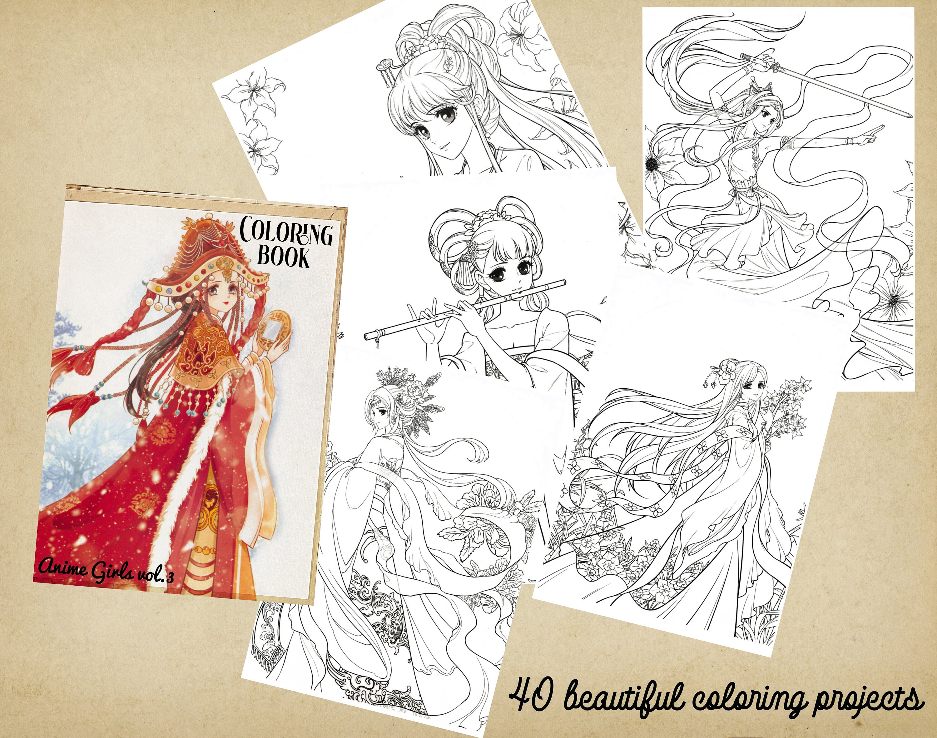 Anime Coloring Ebook & Images Vol. 3 40 High Quality - Etsy