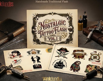Tattoo flash art, Nostalgic design collection ( digital download ) Never say die!