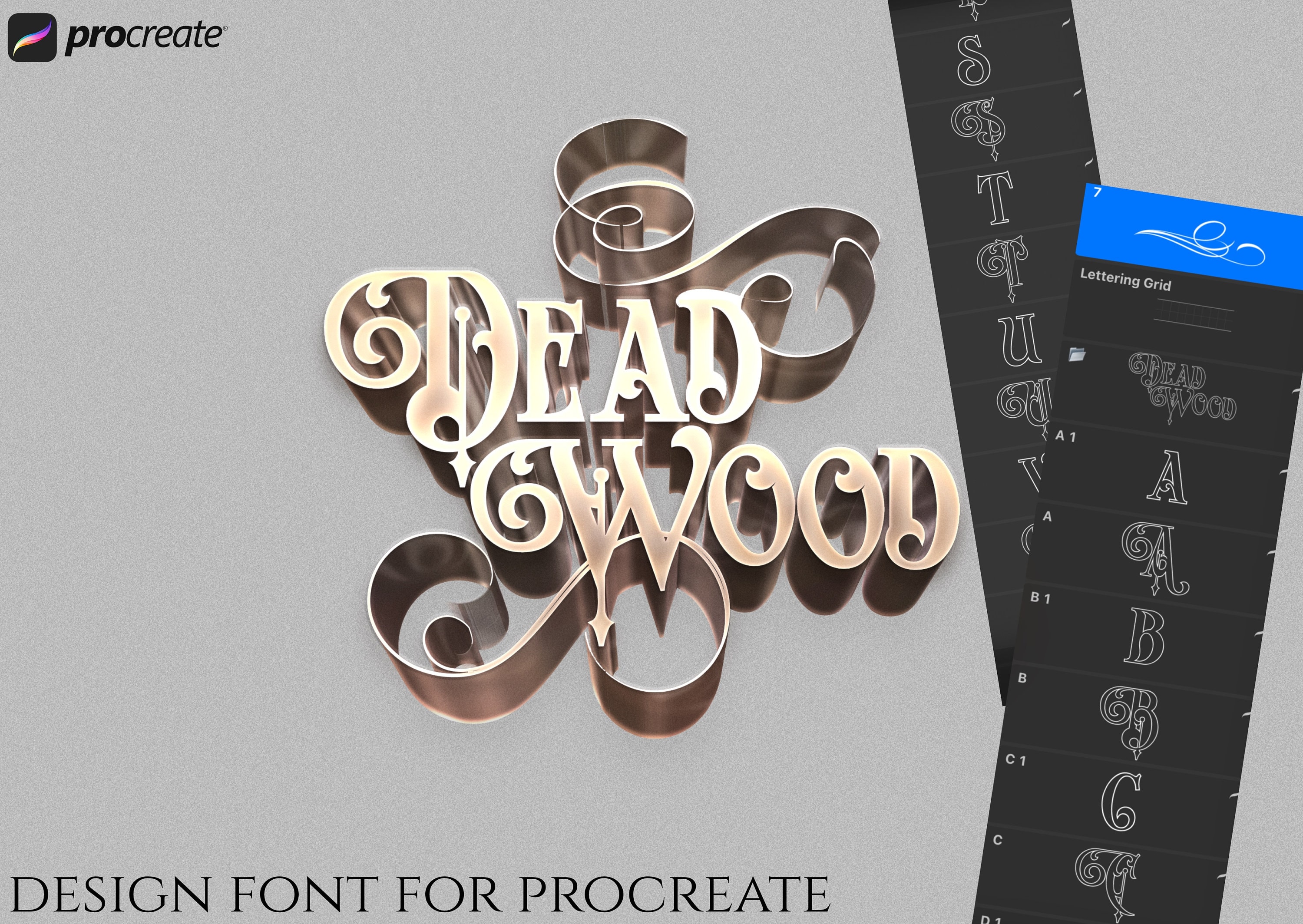 Procreate the Ultimate Text Design Builder Grids Fonts & Etsy