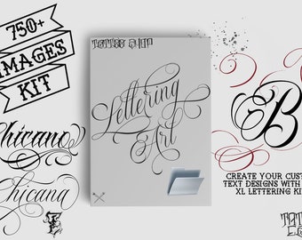 Tattoo lettering mega pack ( images + regular fonts )