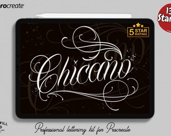 Chicano Lettering Stamps for Procreate: 130+ Tattoo Design Kit (Digital Download)