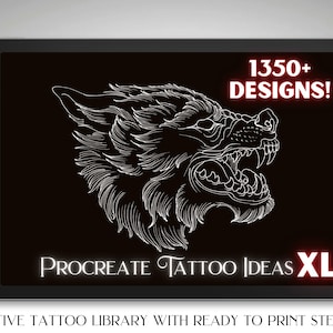 Tattoo stencil collection, 1350 ready to print tattoo ideas for Procreate