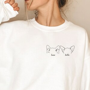 Personalized Cat Ears In Pocket Sweatshirt, Custom Cat Mom Sweater, Cat Mom Sweatshirt, Cat Mama Sweatshirt, Cat Ears Tshirt