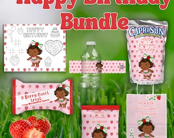 Strawberry Shortcake Birthday Bundle: Printable Party Favors (Digital Download)