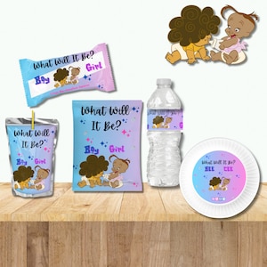 DIGITAL DOWNLOAD - Proud Family Twins Gender Reveal Bundle - Baby Shower - Printable Chip Bag, Water bottle, CapriSun, Plate, & Rice Krispie