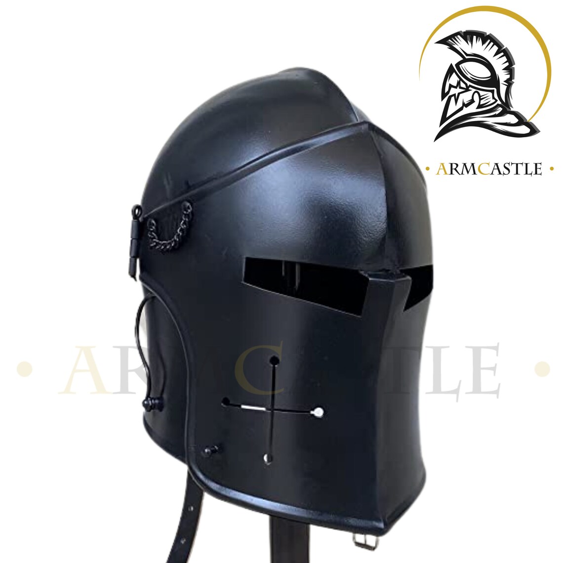 Buy Medieval Barbute Warrior Helmet Black Finish Visored Barbute Viking