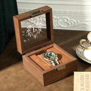 Custodia per orologio personalizzata, custodia per orologio personalizzata con singolo slot, regalo per lo sposo, regalo perfetto per uomo, organizer per orologio per lui, regalo per papà