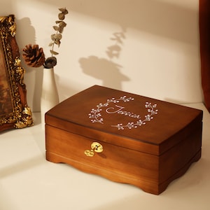 Gioielli retrò in legno, organizer per gioielli con incisione personalizzata, portagioie da viaggio, regalo per la mamma, regalo di anniversario per lei, regalo di nozze personalizzato