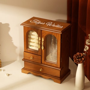Scatola retrò, grande portagioie, regalo per le donne, portagioie personalizzato, portagioie in pelle scamosciata, regalo di nozze, idea per la migliore amica, regalo per la mamma