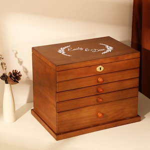 Custom Wooden Jewelry Box, Large Jewelry Organizer Storage, Engraved Wooden Jewelry Box for Women/Wife, Custom Jewelry Box, Gift for mom