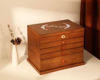 Custom Wooden Jewelry Box, Large Jewelry Organizer Storage, Engraved Wooden Jewelry Box for Women/Wife, Custom Jewelry Box, Gift for mom