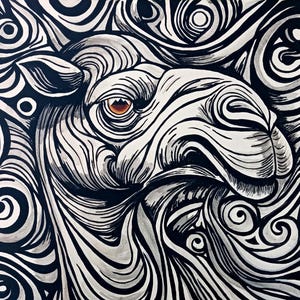 A camel facing the great pyramids. Original hand-painted painting.