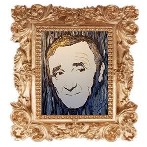Charles AZNAVOUR Portrait. Original painting to download for printing even large size.