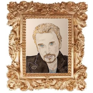 Johnny Hallyday Portrait. Original painting to download in high definition for printing even large size.