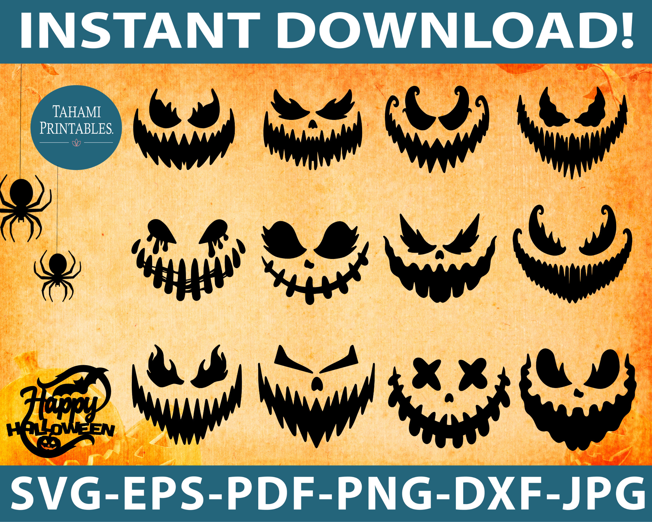 Spooky Pumpkin Face Design Set With Sharp Teeth And Scary Eyes, Spooky  Pumpkin Face, Spooky Face, Scary Face PNG and Vector with Transparent  Background for Free Download