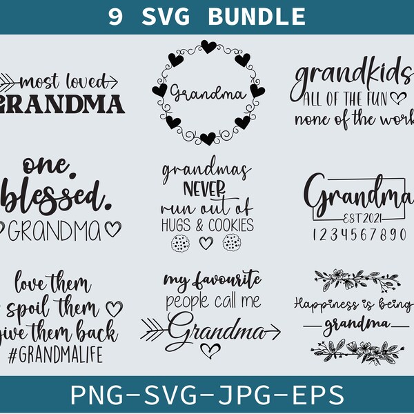 Grandma Svg Bundle | Grandma Shirt Svg | Blessed Grandma Svg | Grandparents Svg | Mom Svg | Grandma Heart Svg | Mother's Day Svg | Nana Svg