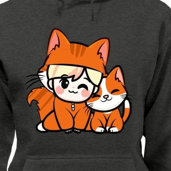 Orange Cat Hoodie Etsy