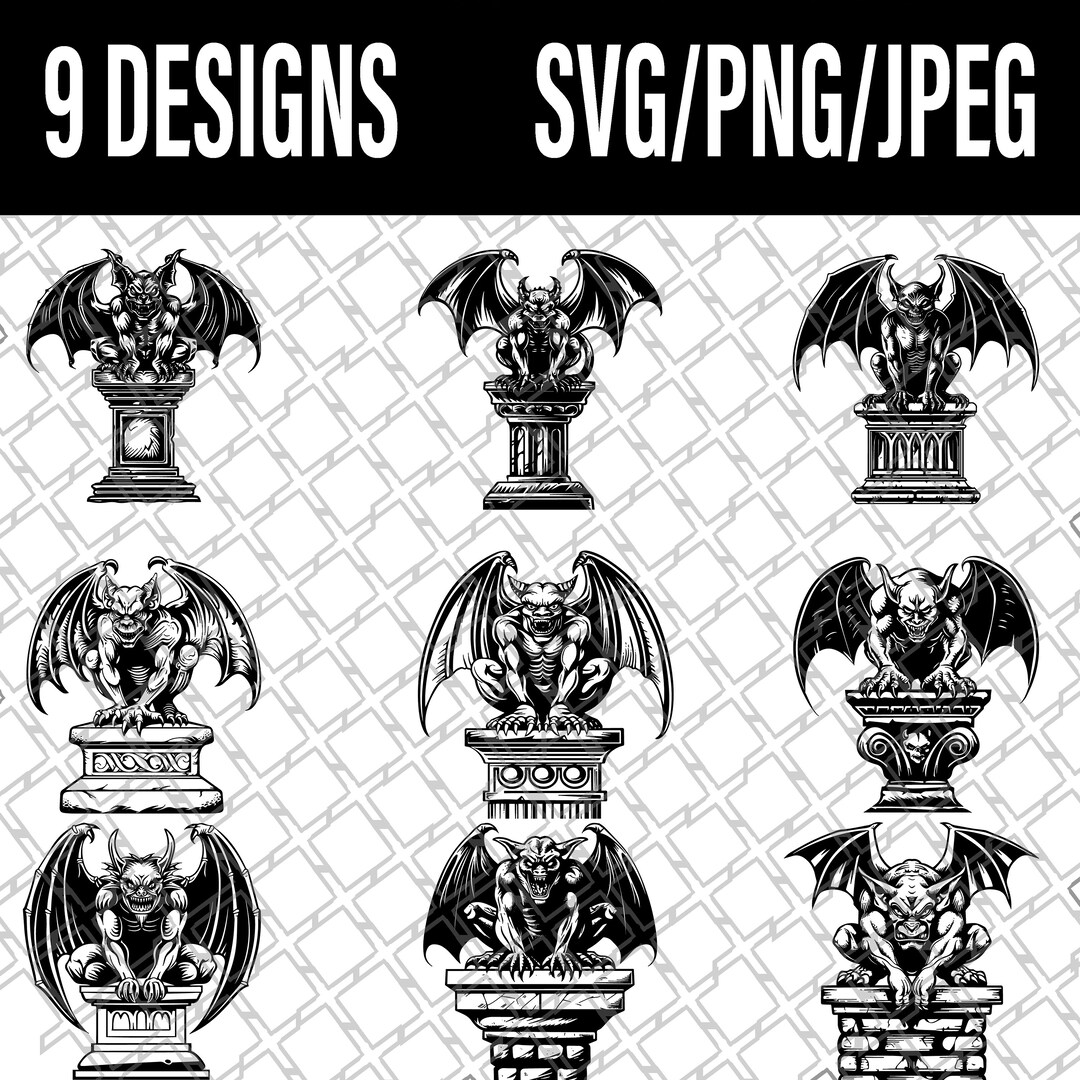 Halloween Stone Gothic Gargoyle Cnc Laser File SVG JPG PNG Cricut ...
