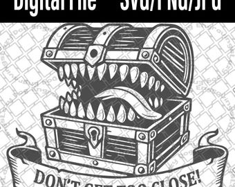 Mimic Chest Trap SVG: DND Dice, Cricut Silhouette Cut File (Digital Download)