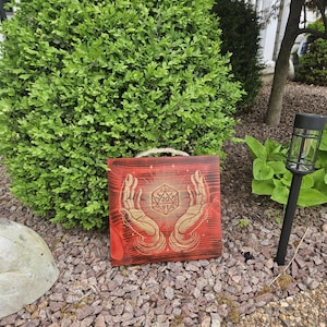 Custom DnD Wooden Plaque: Dungeon Master Dice Hands Wall Art