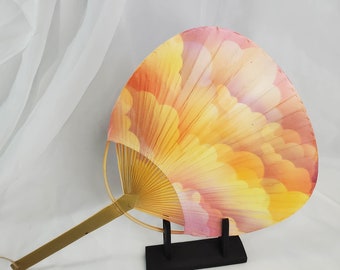 Ventaglio a pale dipinto a mano / Ventaglio Uchiwa - Nuvole al tramonto