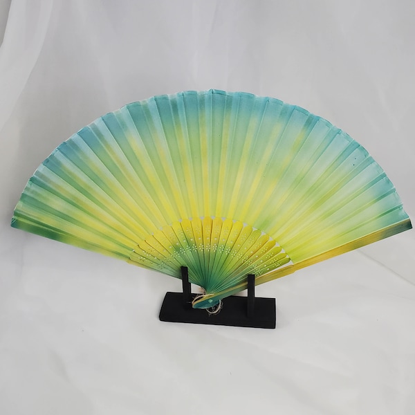 Light Through the Leaves, Silk Folding Fan for Cosplay, LARP, Renaissance Fair, Wedding, Summer