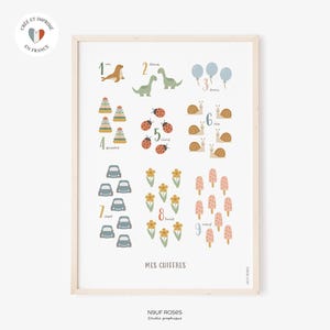 Affiche chiffres en français pour chambre enfant et bébé ou salle de jeux, poster alphabet éducatif pour garçon et fille, cadeau enfant