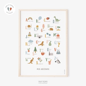 Affiche abécédaire en français pour chambre enfant et bébé ou salle de jeux, poster alphabet éducatif pour garçon et fille, cadeau enfant